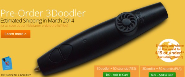 3D打印神笔3Doodler推广价99美元！