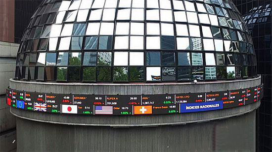 墨西哥证券交易所安装拉美最大LED显示墙