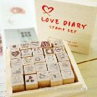 韩国love diary印章 拍立得DIY相册印章日记印章 精致木盒装25枚
